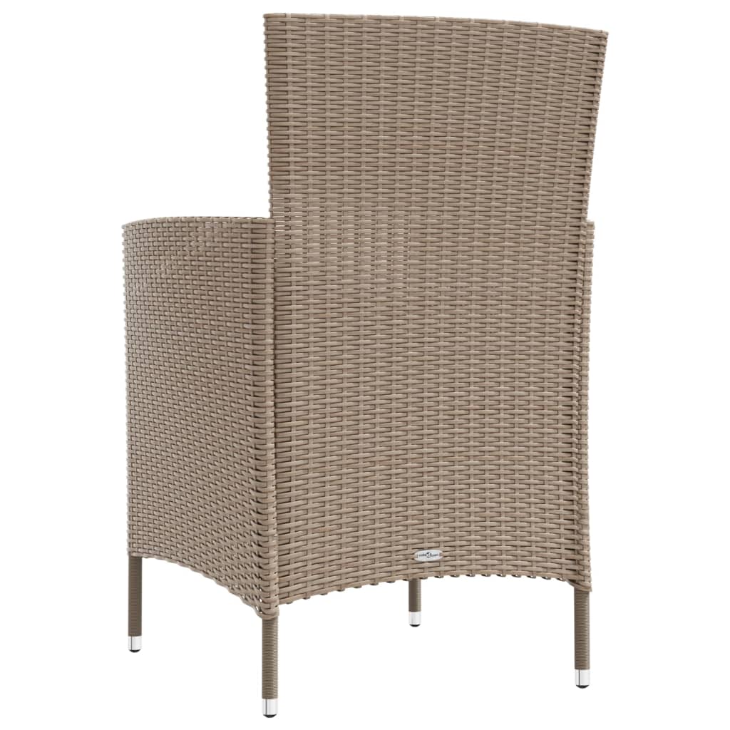 havestole med hynder 2 stk. polyrattan beige