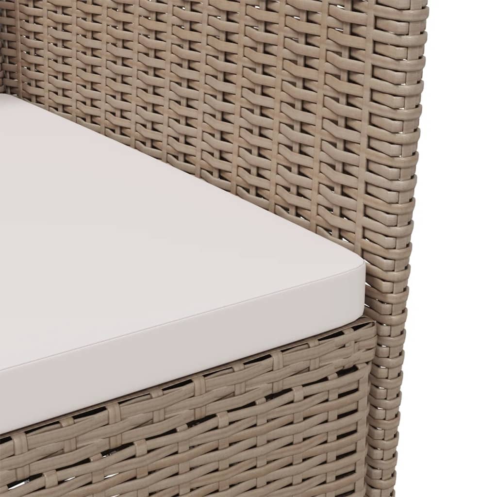 havestole med hynder 2 stk. polyrattan beige