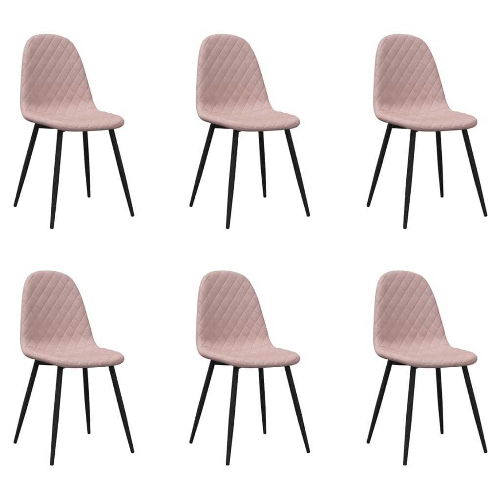 spisebordsstole 6 stk. velour lyserød