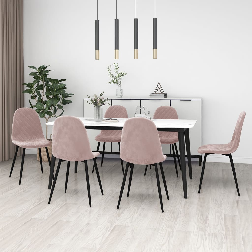 spisebordsstole 6 stk. velour lyserød