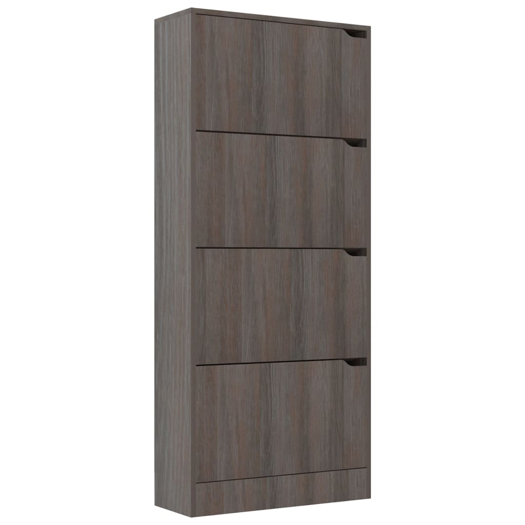 skoskab 59x24x136 cm 4 låger konstrueret træ grå sonoma-eg