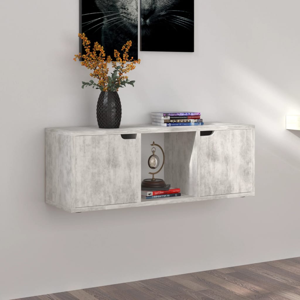 tv-bord 88,5x27,5x30,5 cm konstrueret træ betongrå
