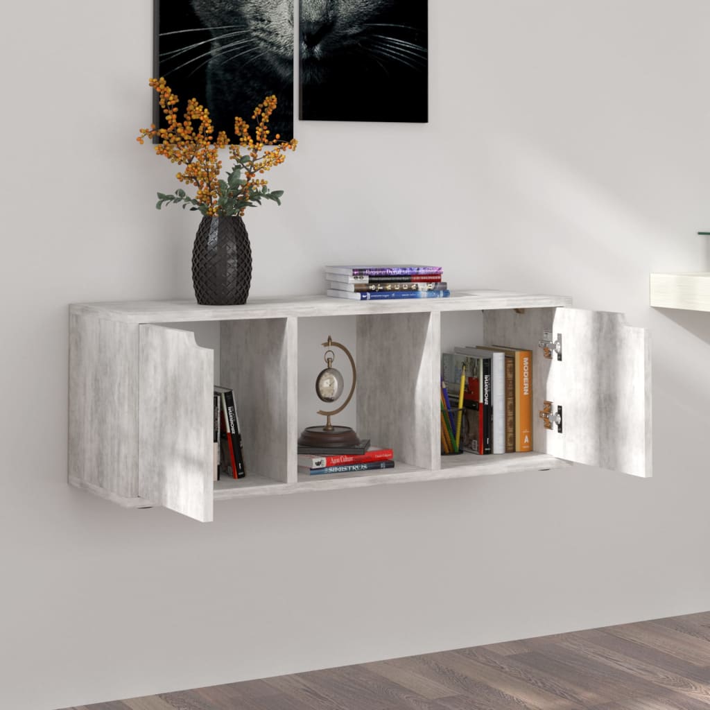 tv-bord 88,5x27,5x30,5 cm konstrueret træ betongrå