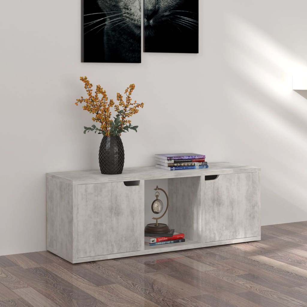 tv-bord 88,5x27,5x30,5 cm konstrueret træ betongrå