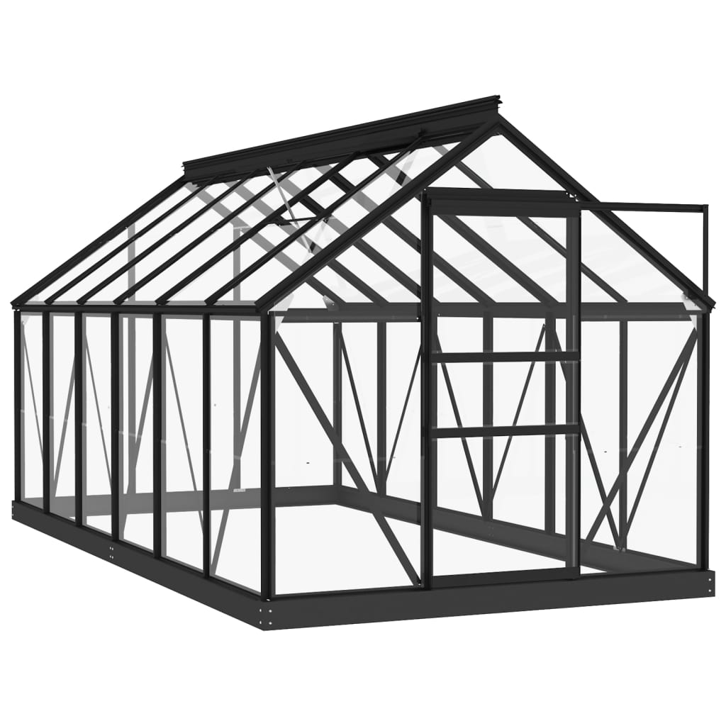 glasdrivhus 155x298x191 cm aluminium antracitgrå