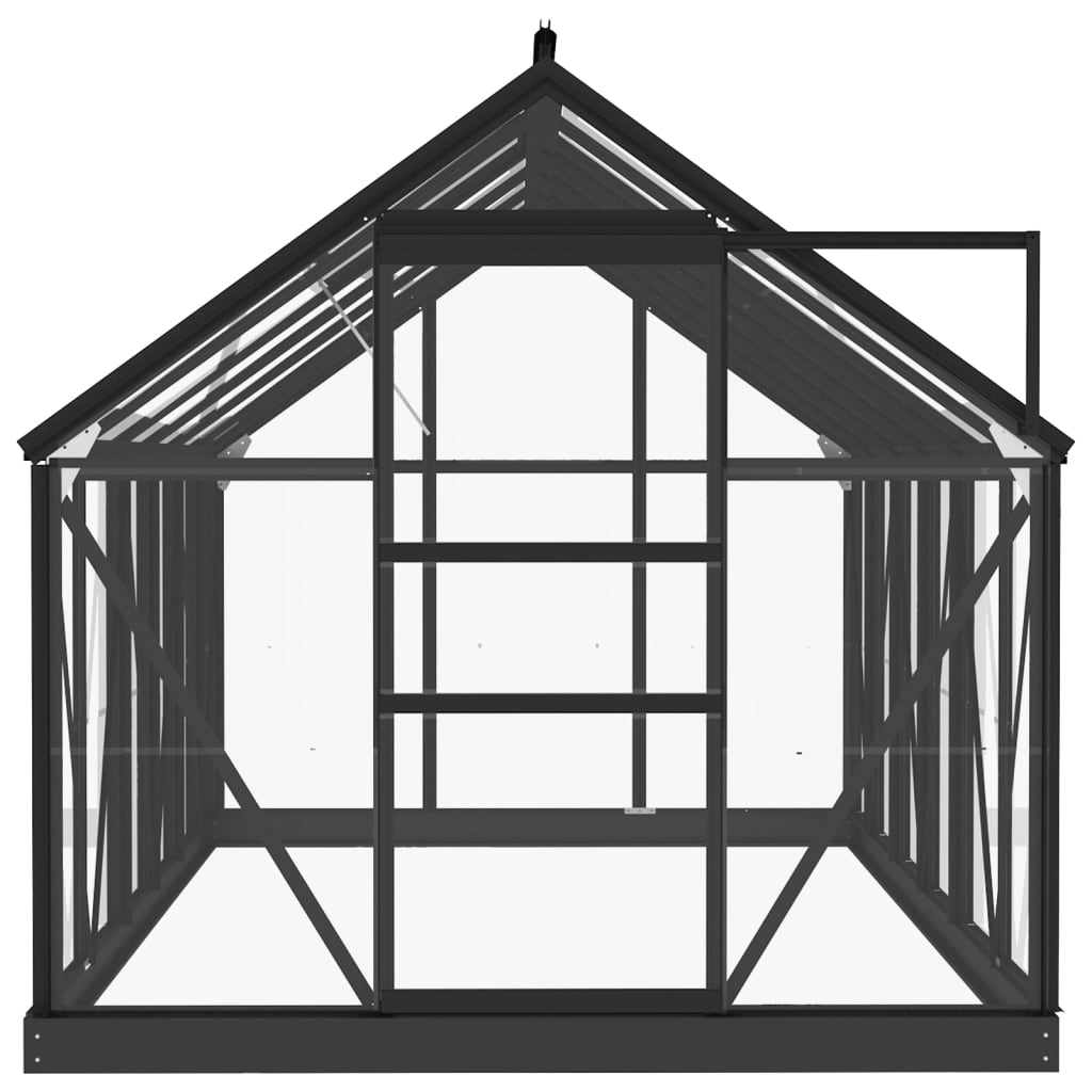 glasdrivhus 155x298x191 cm aluminium antracitgrå