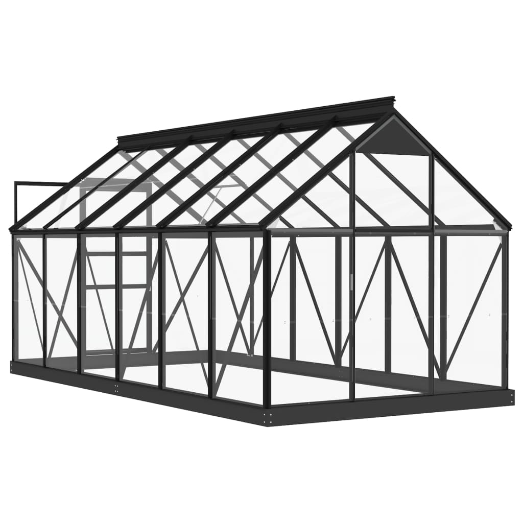 glasdrivhus 155x298x191 cm aluminium antracitgrå