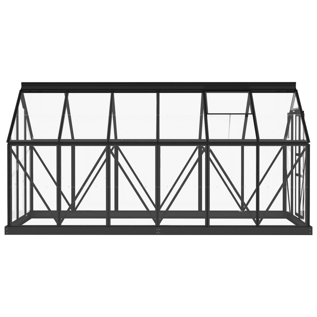 glasdrivhus 155x298x191 cm aluminium antracitgrå