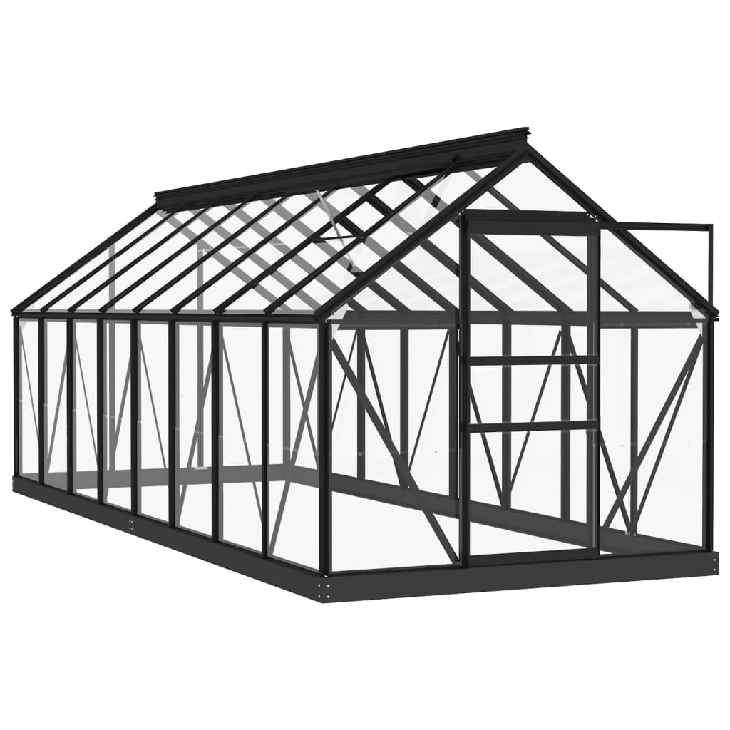 glasdrivhus 155x395,5x191 cm aluminium antracitgrå