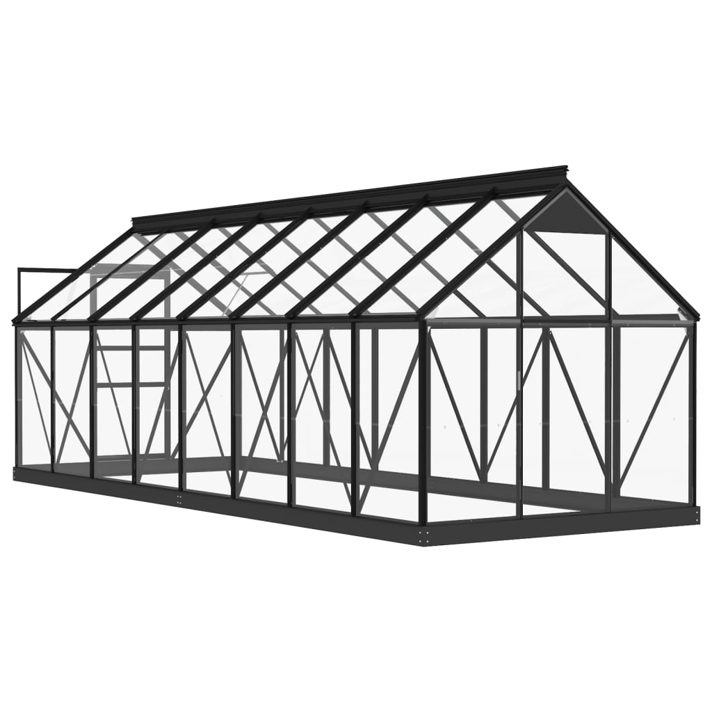 glasdrivhus 155x395,5x191 cm aluminium antracitgrå