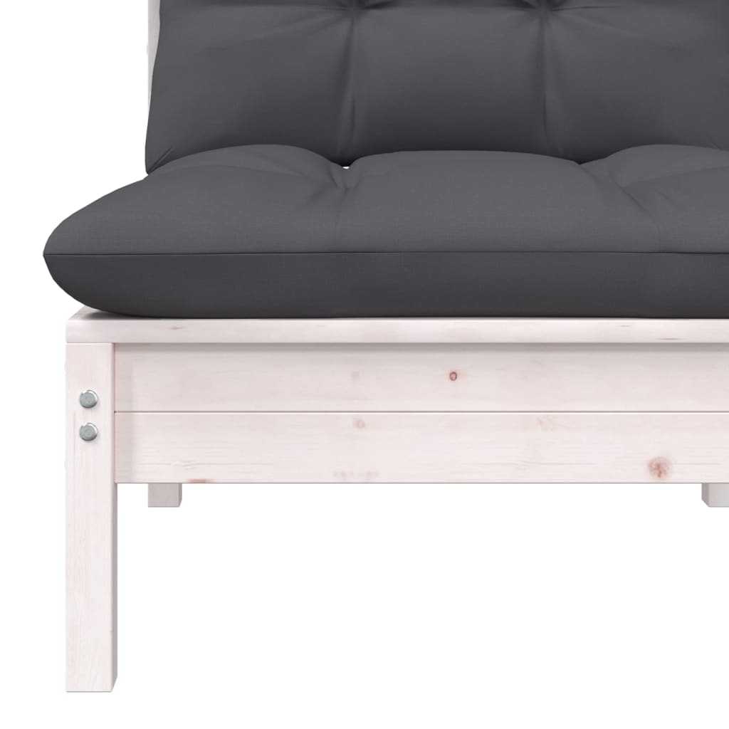 2-personers havesofa med hynder massivt fyrretræ hvid