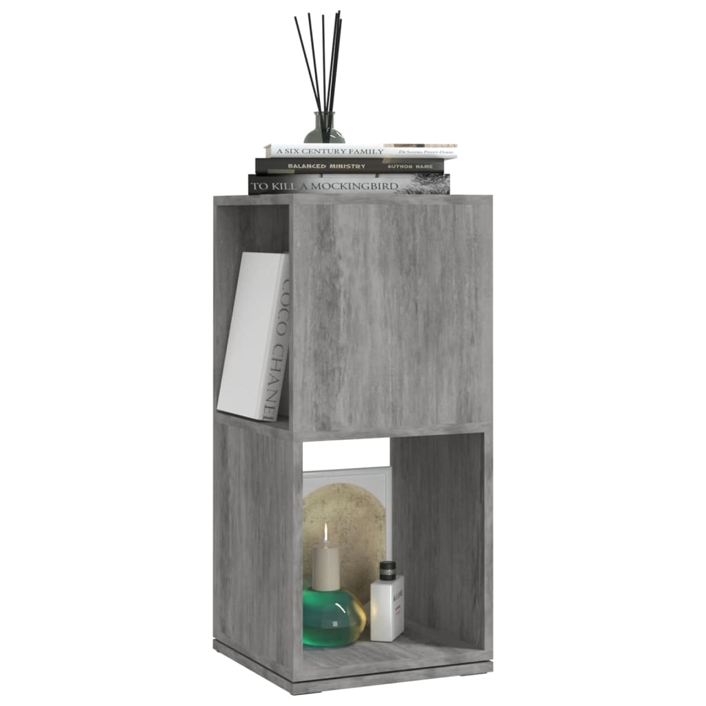 drejelig reol 34,5x34,5x75,5 cm konstrueret træ betongrå