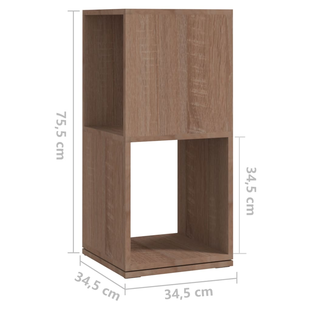 drejelig reol 34,5x34,5x75,5 cm konstrueret træ sonoma-eg
