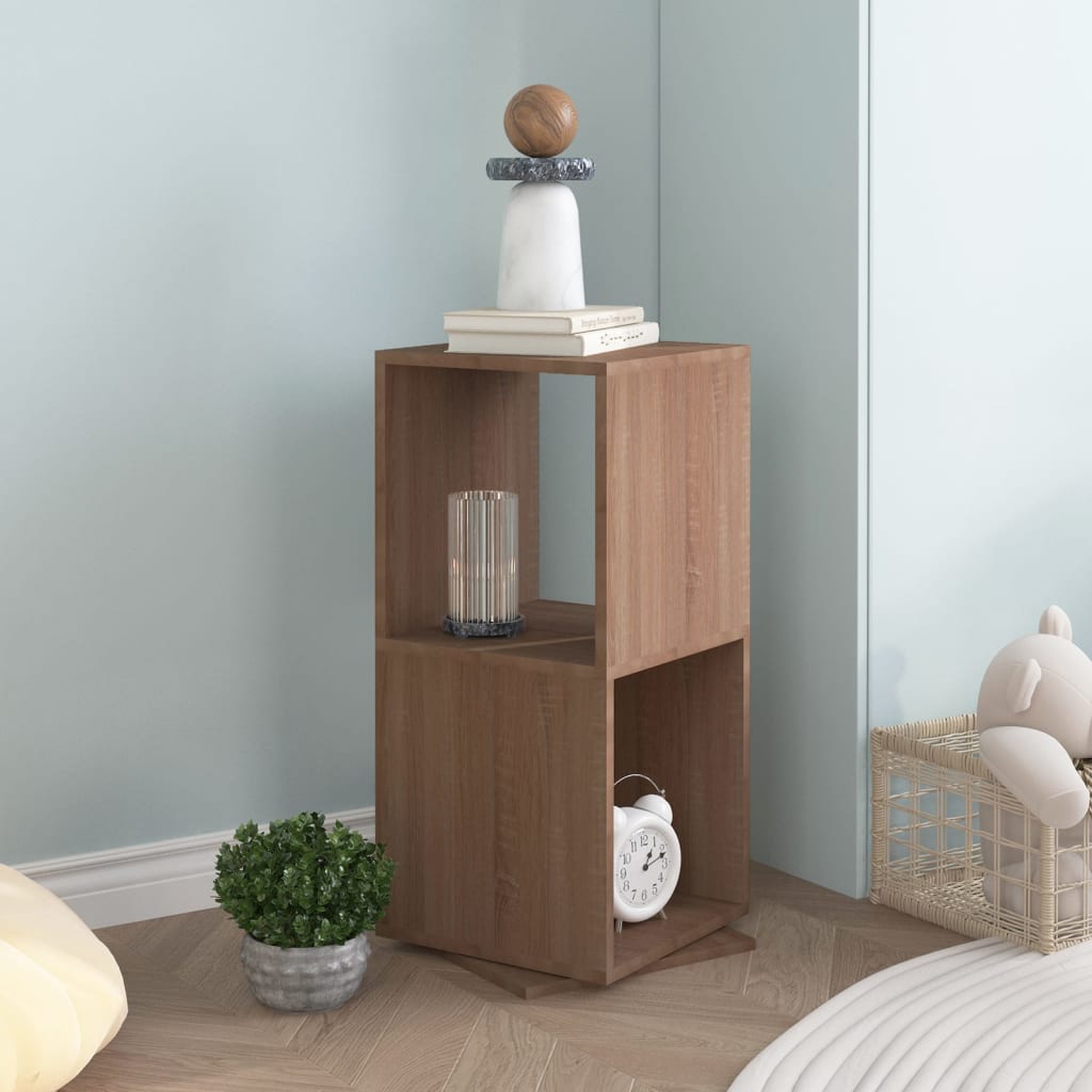 drejelig reol 34,5x34,5x75,5 cm konstrueret træ sonoma-eg