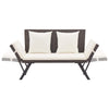 havebænk med hynder 176 cm polyrattan brun