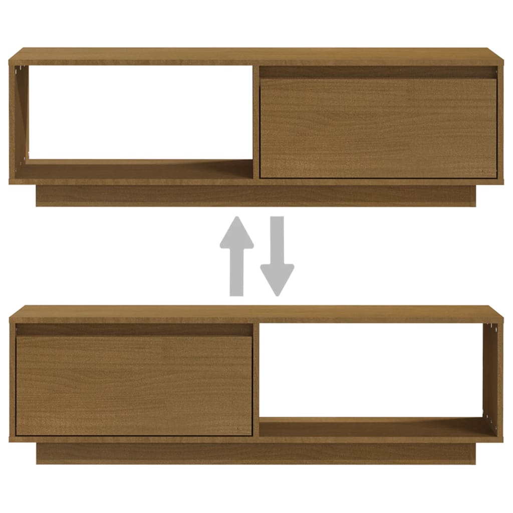 tv-skab 110x30x33,5 cm massivt fyrretræ gyldenbrun