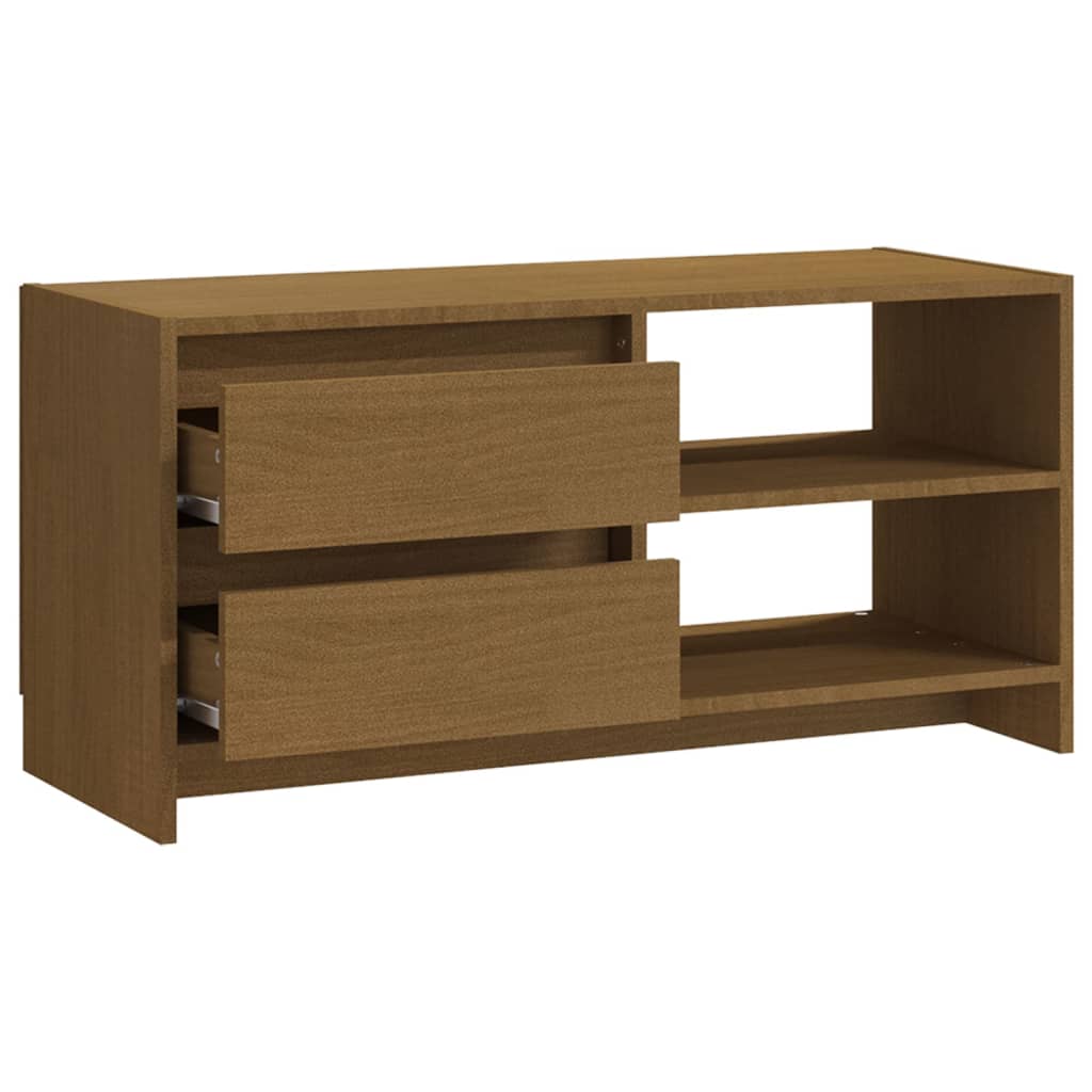 tv-skab 80x31x39 cm massivt grantræ honningbrun
