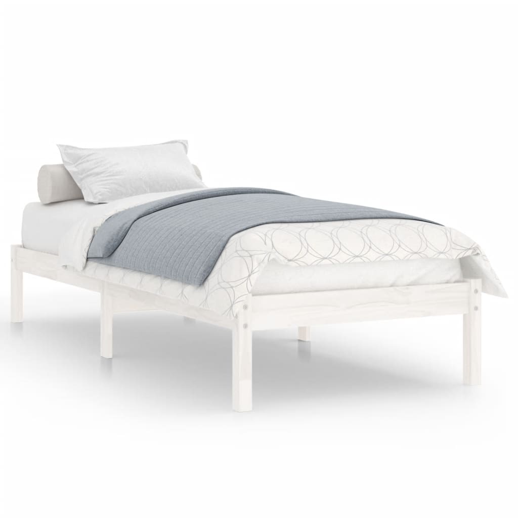sengeramme 90x200 cm massivt fyrretræ hvid