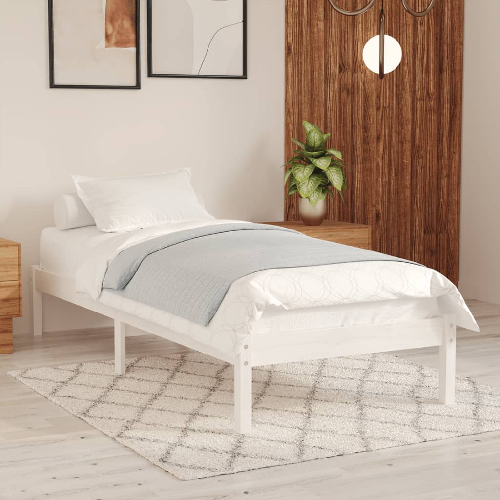 sengeramme 90x200 cm massivt fyrretræ hvid
