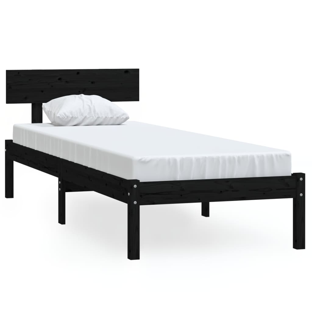 sengeramme 100x200 cm massivt fyrretræ sort