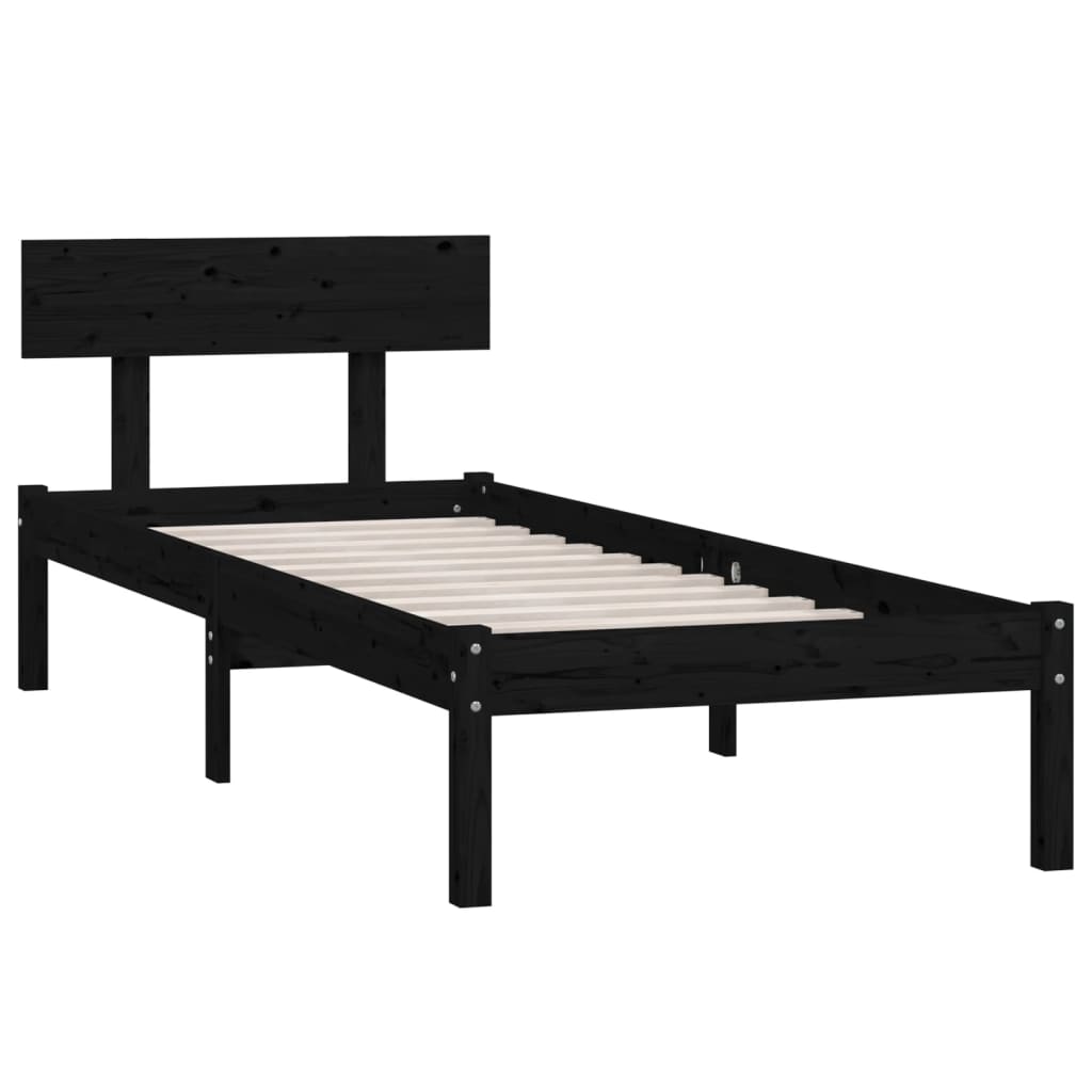 sengeramme 100x200 cm massivt fyrretræ sort