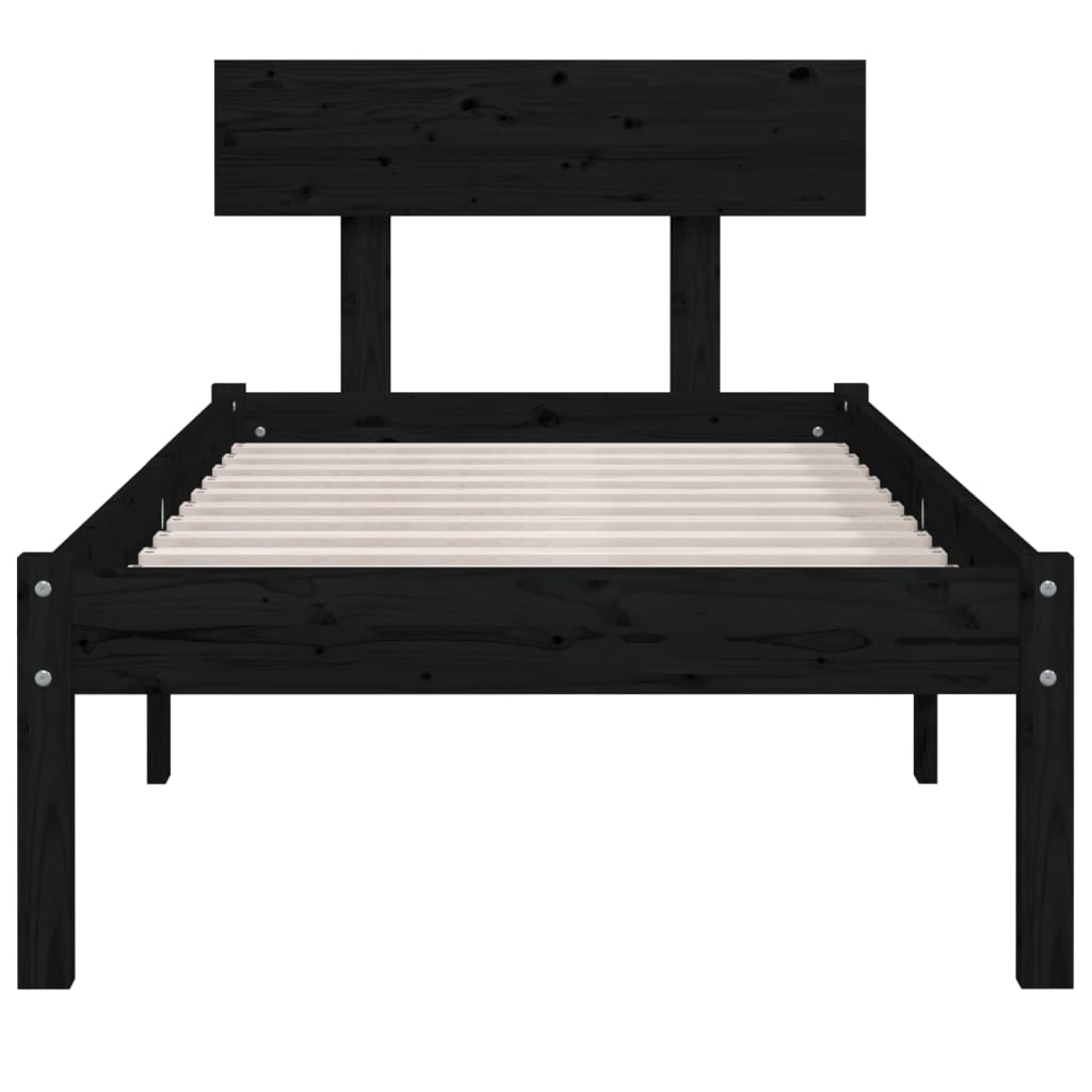 sengeramme 100x200 cm massivt fyrretræ sort