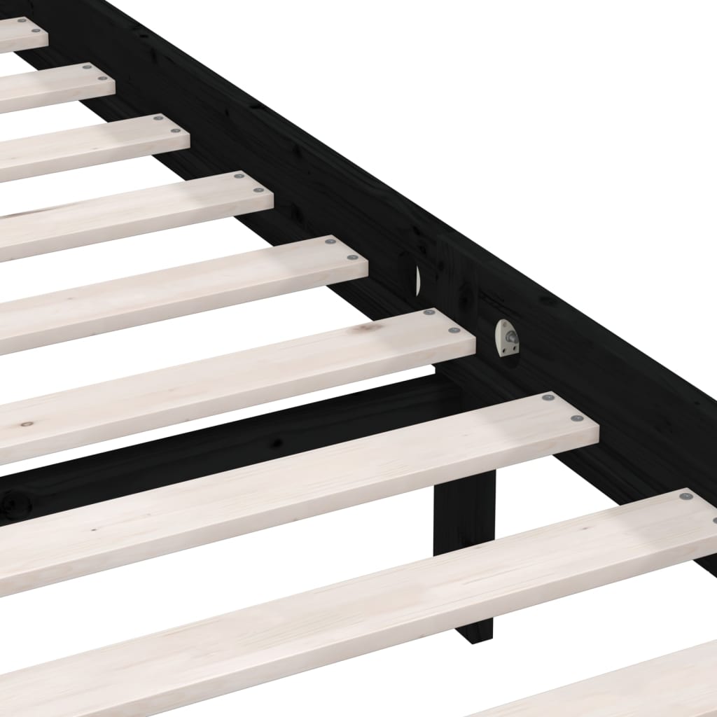sengeramme 100x200 cm massivt fyrretræ sort