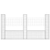 gabionkurv med 3 stolper 260x20x150 cm U-facon jern