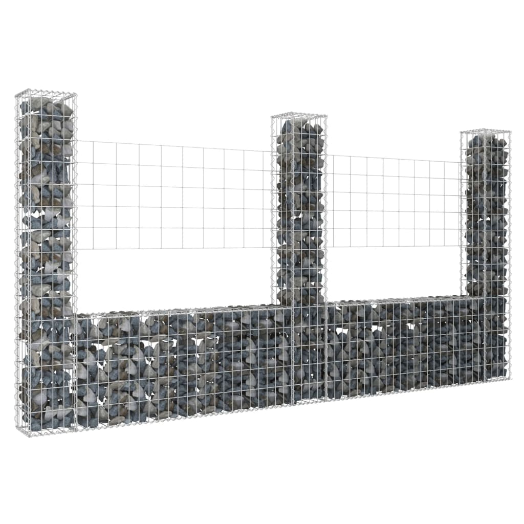 gabionkurv med 3 stolper 260x20x150 cm U-facon jern