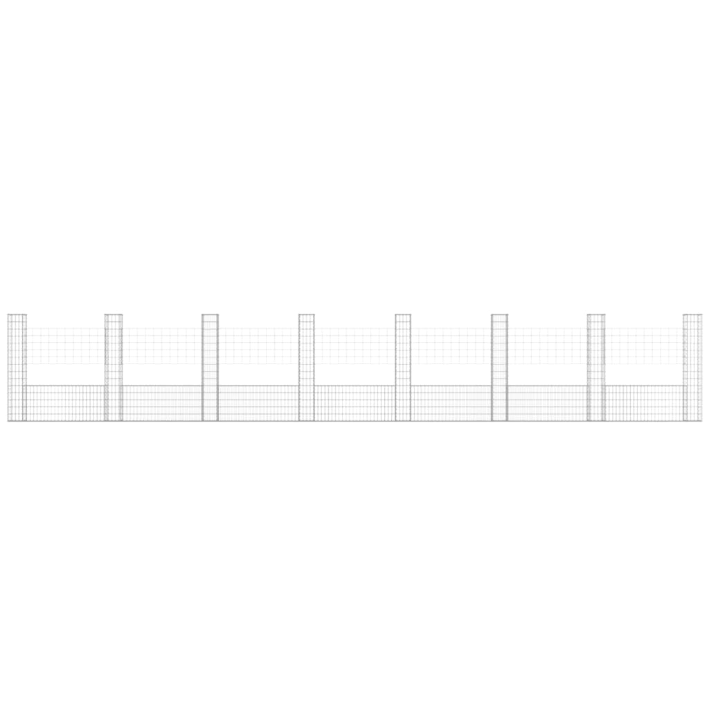 gabionkurv med 8 stolper 860x20x150 cm U-facon jern