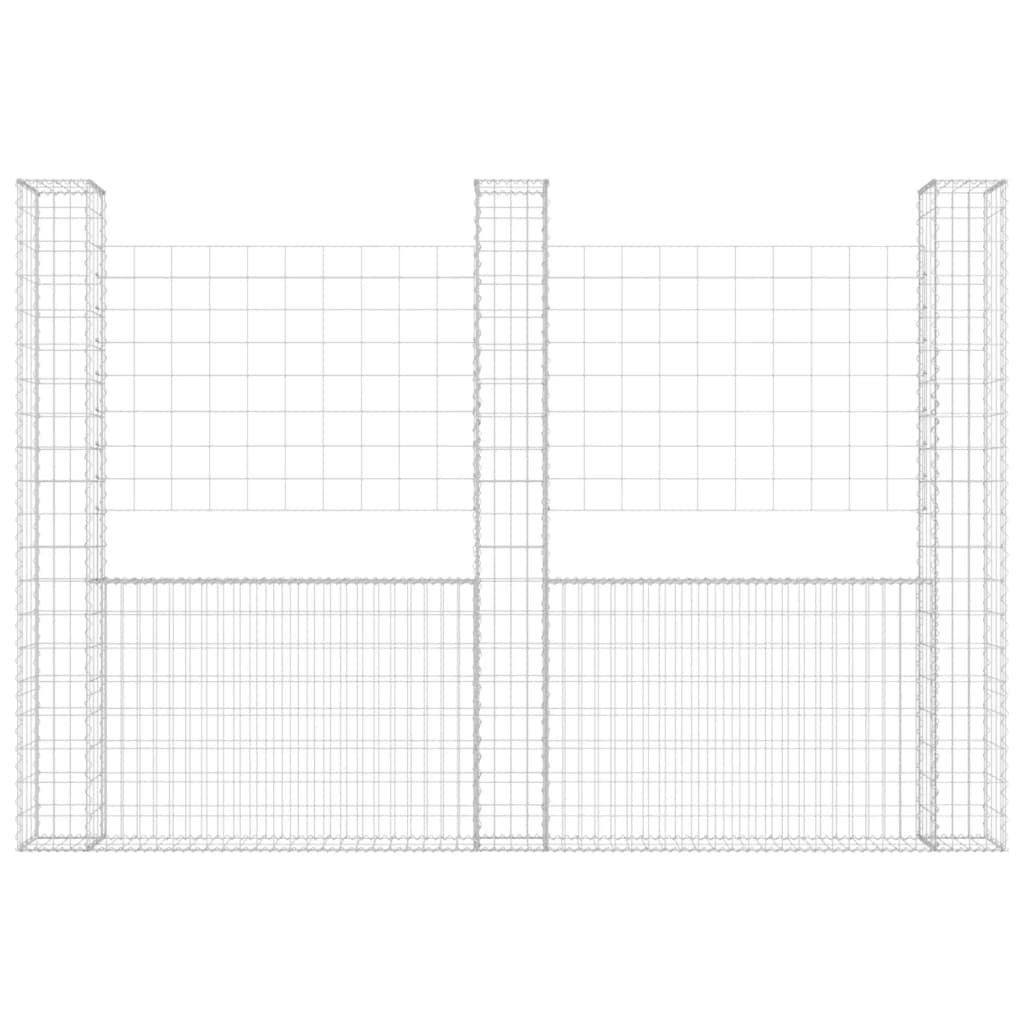 gabionkurv med 3 stolper 260x20x200 cm U-facon jern