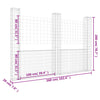 gabionkurv med 3 stolper 260x20x200 cm U-facon jern