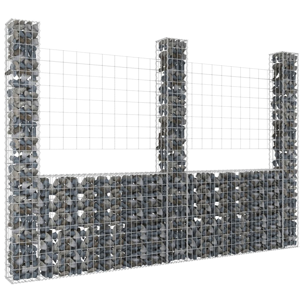 gabionkurv med 3 stolper 260x20x200 cm U-facon jern