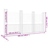 gabionkurv med 4 stolper 380x20x200 cm U-facon jern