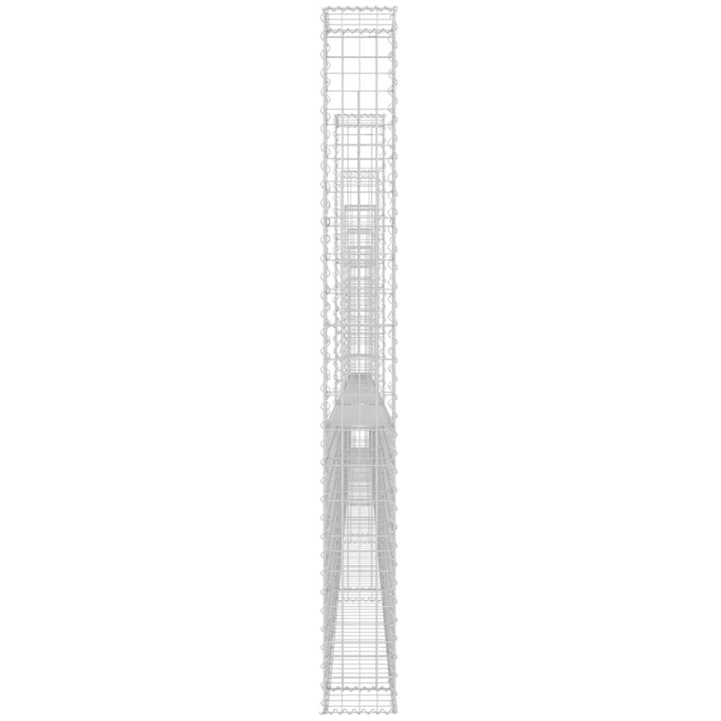 gabionkurv med 7 stolper 740x20x200 cm U-facon jern