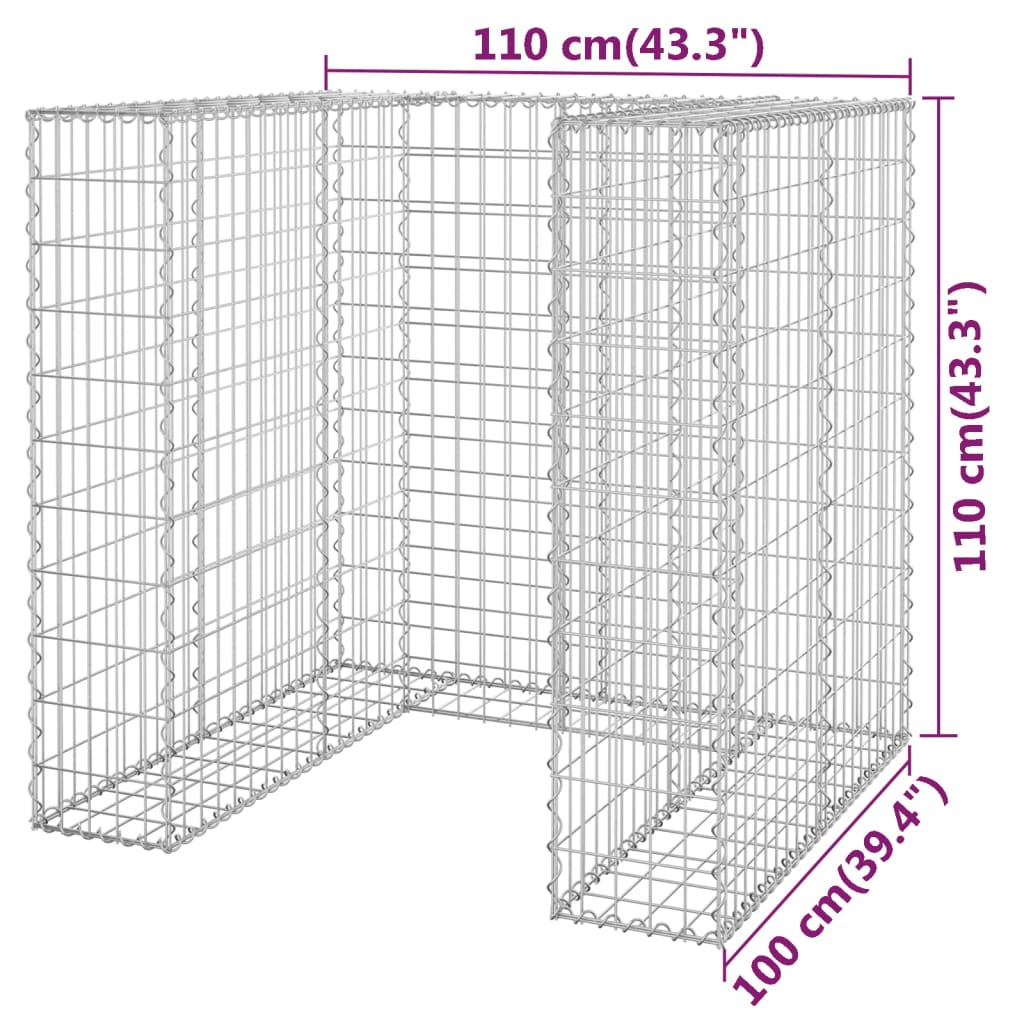 gabionvæg til affaldsspand 110x100x110 cm galvaniseret stål