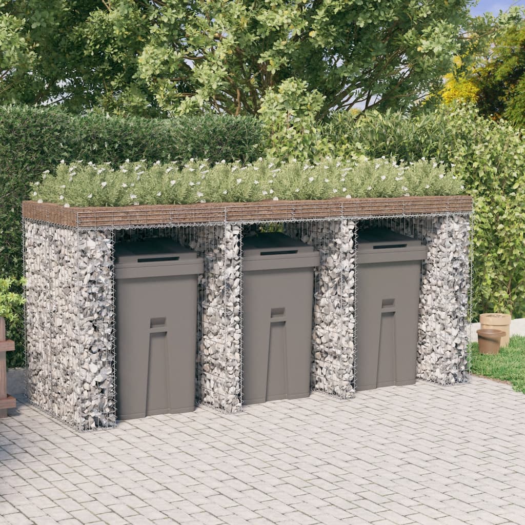 gabionvæg til skraldespand 270x91x120 cm galvaniseret jern