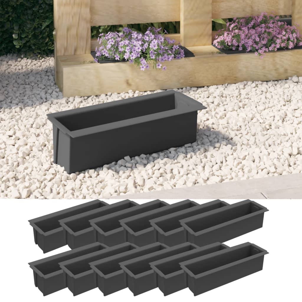 blomsterkasser til Euro-paller 12 stk. 36x13,5x9,5 cm PP grå