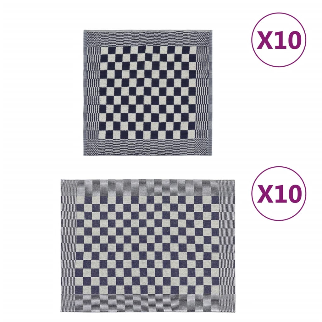 håndklædesæt 20 stk. bomuld blå og hvid