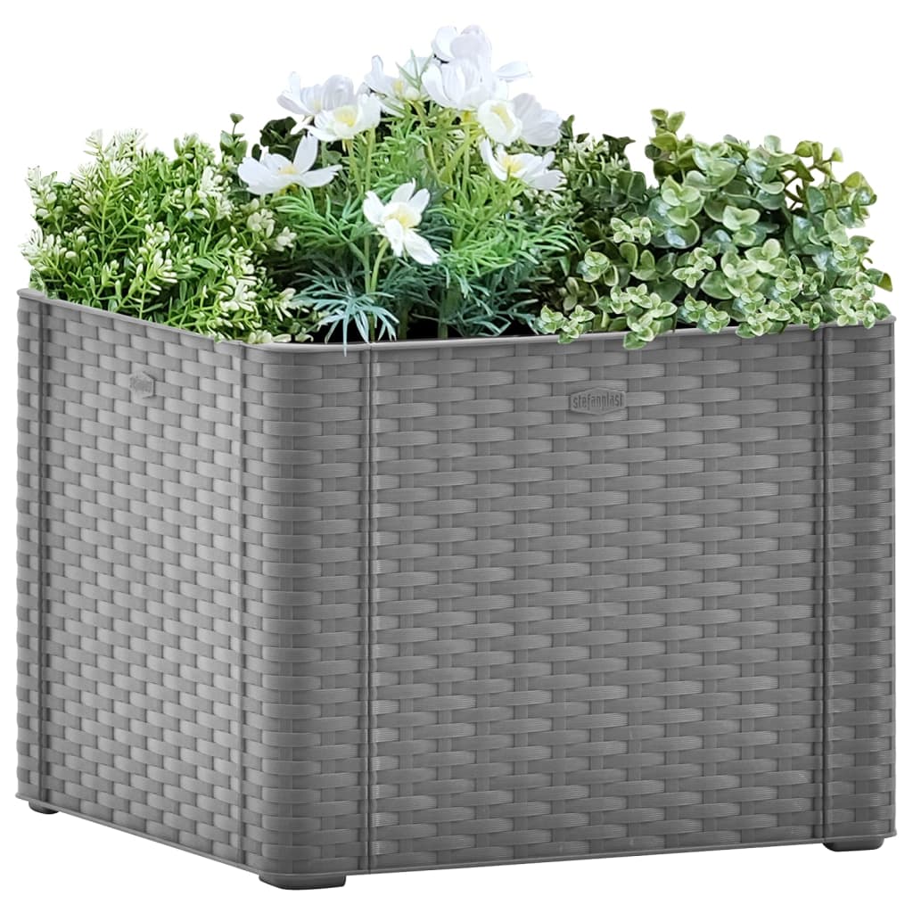 højbed med automatisk vandingssystem 43x43x33 cm grå