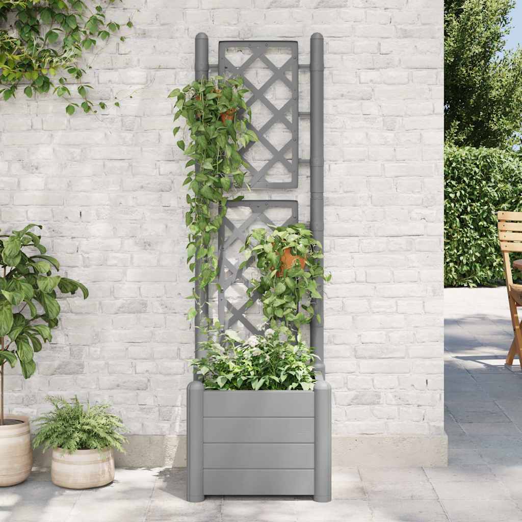 plantekasse med espalier 43x43x142 cm PP grå
