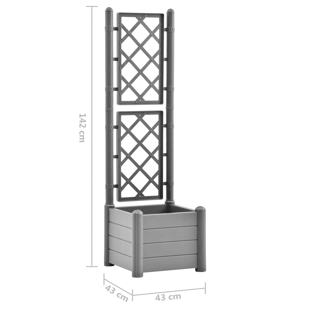 plantekasse med espalier 43x43x142 cm PP grå