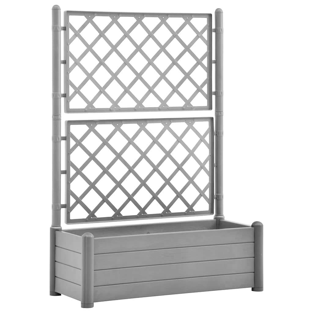 plantekasse med espalier 100x43x142 cm PP stengrå