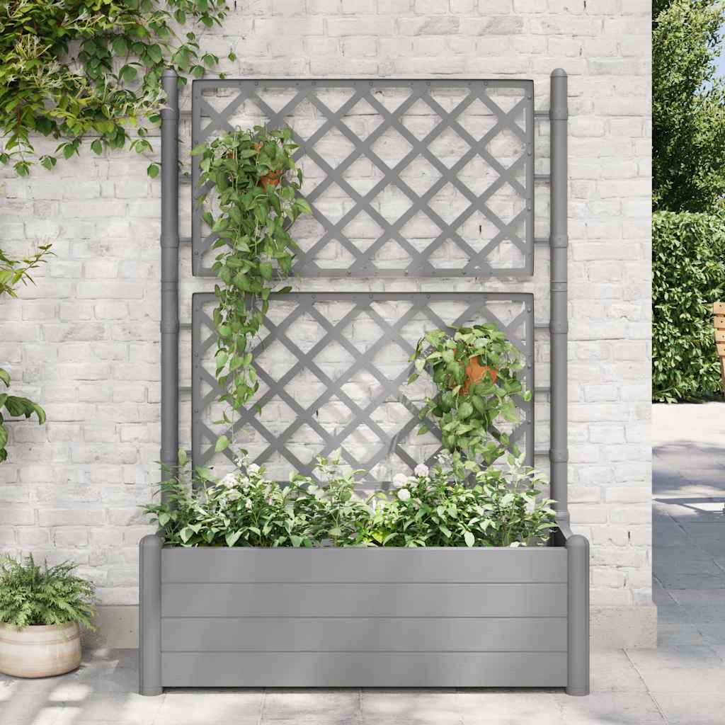 plantekasse med espalier 100x43x142 cm PP stengrå