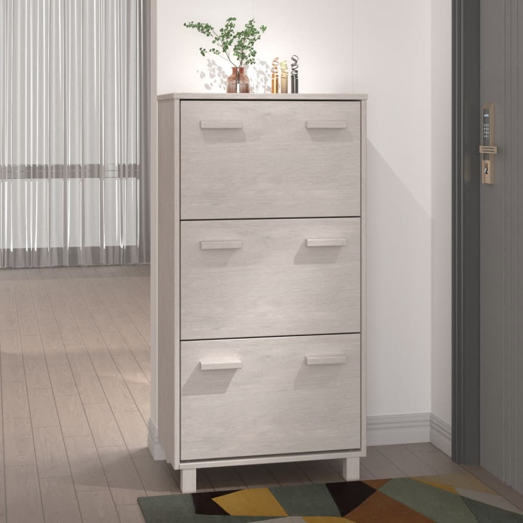 skoskab HAMAR 59,5x35x117 cm massivt fyrretræ hvid