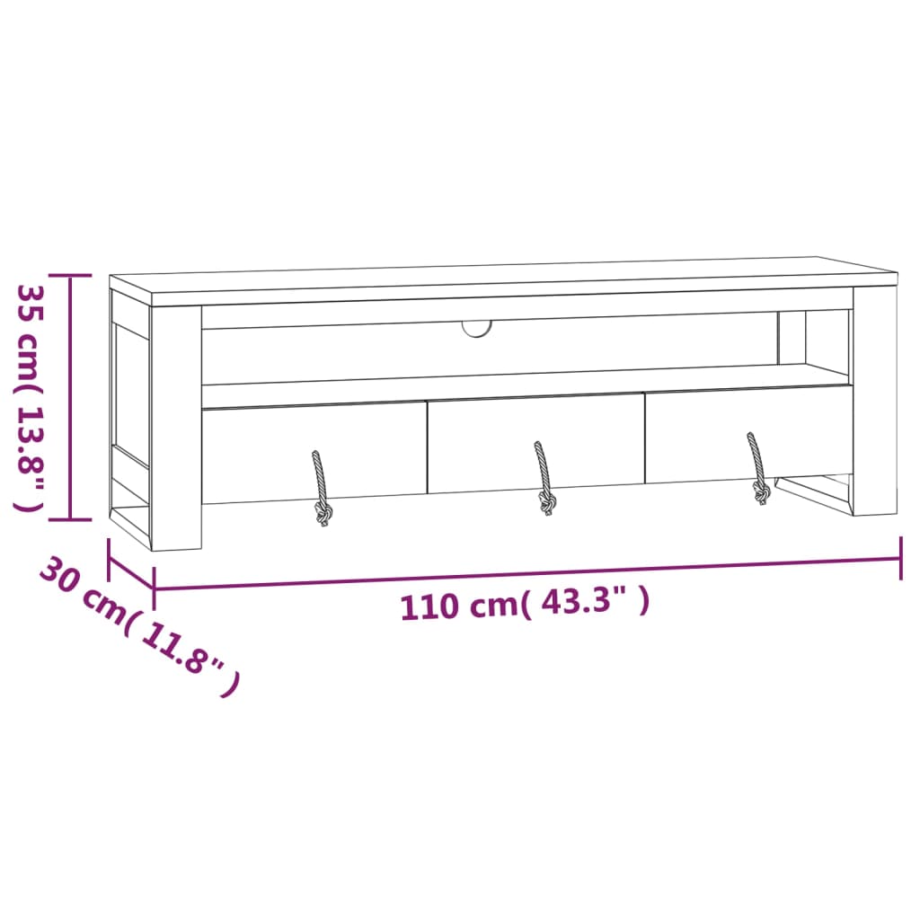 tv-bord 110x30x35 cm massivt teaktræ