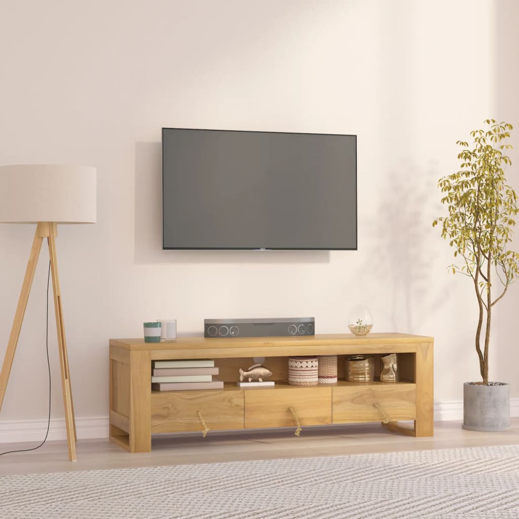 tv-bord 110x30x35 cm massivt teaktræ