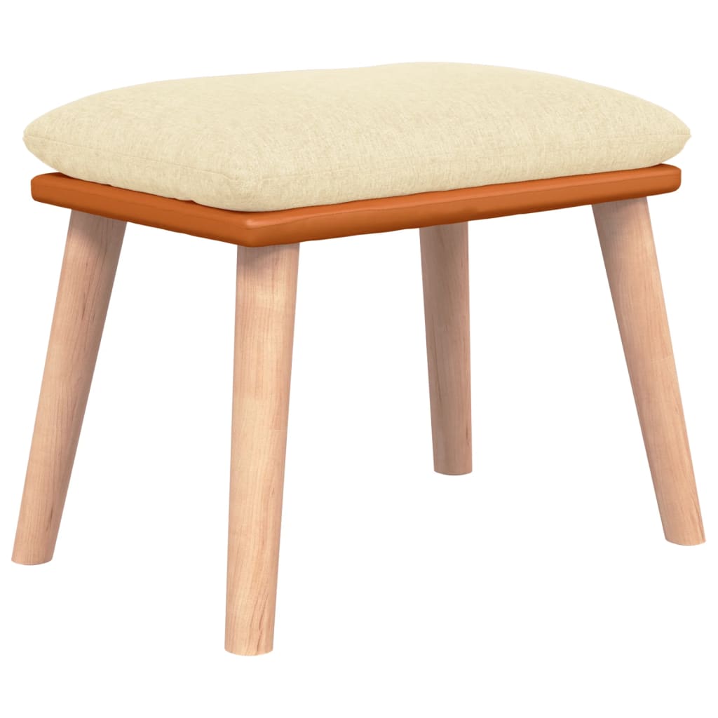 fodskammel 45x29,5x35 cm stof og kunstlæder cremefarvet