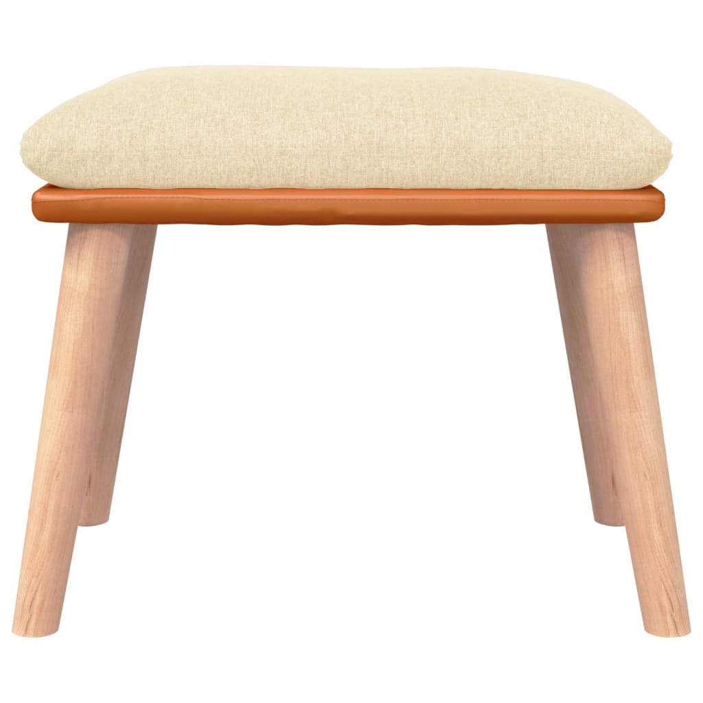 fodskammel 45x29,5x35 cm stof og kunstlæder cremefarvet