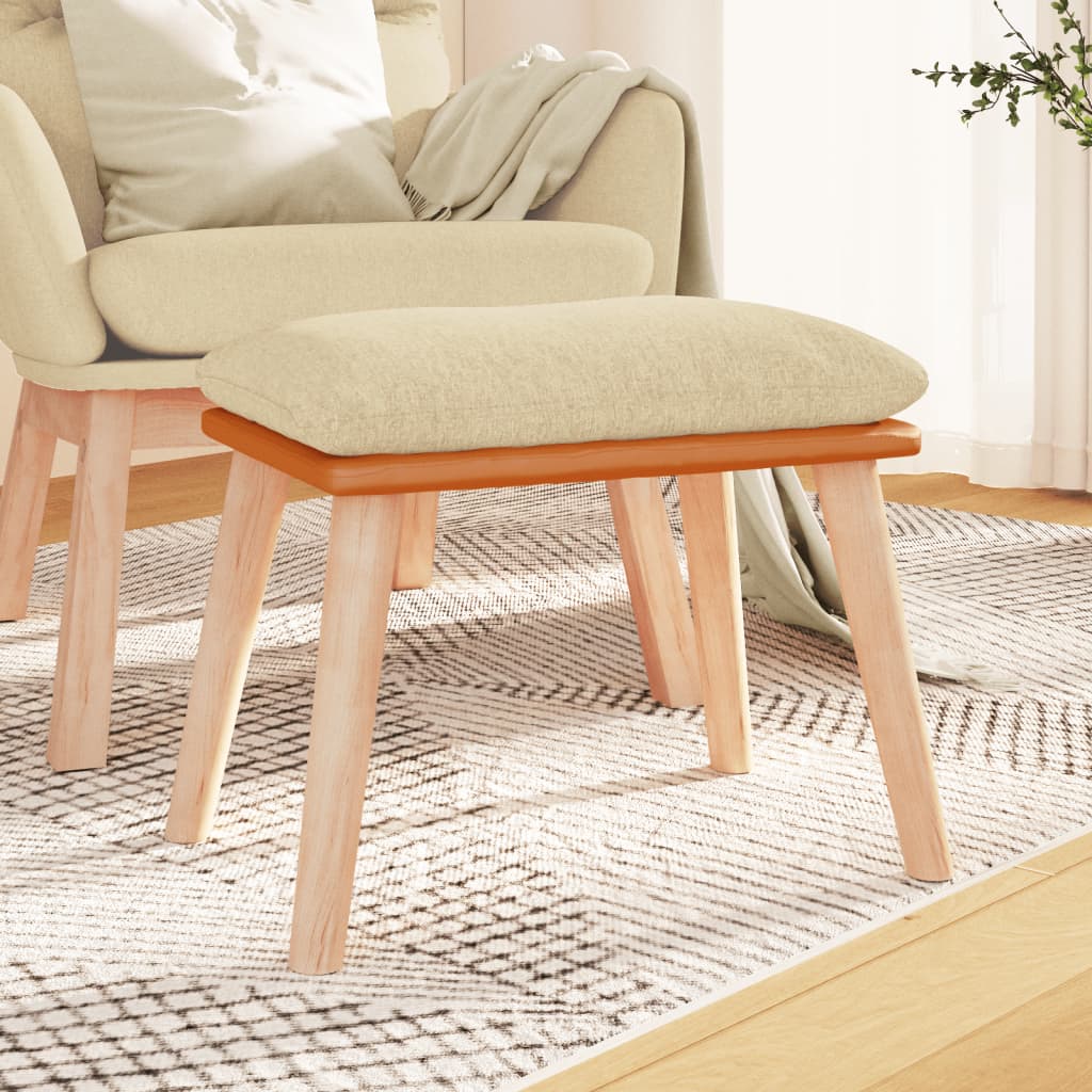 fodskammel 45x29,5x35 cm stof og kunstlæder cremefarvet